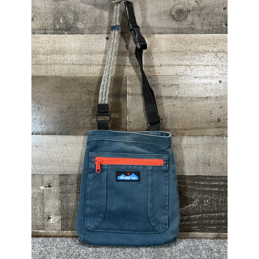 KAVU Rope Shoulder Crossbody Bag Lined Sling Bag Blue